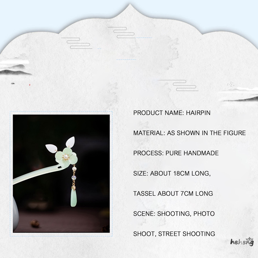 Trâm Cài Tóc Đính Hoa Tua Rua Phong Cách Trung Hoa Tối Giản Cho Nữ