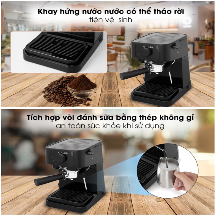 Máy pha cà phê Espresso cao cấp EC235.BK, công suất 1100W. Thương hiệu Delonghi [CHÍNH HÃNG - BẢO HÀNH 1 NĂM]