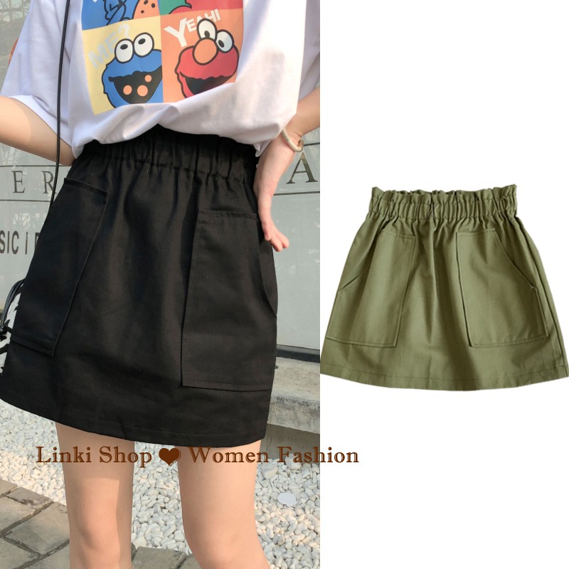 Chân váy mini eo cao màu trơn giản dị phong cách Hàn Quốc | BigBuy360 - bigbuy360.vn