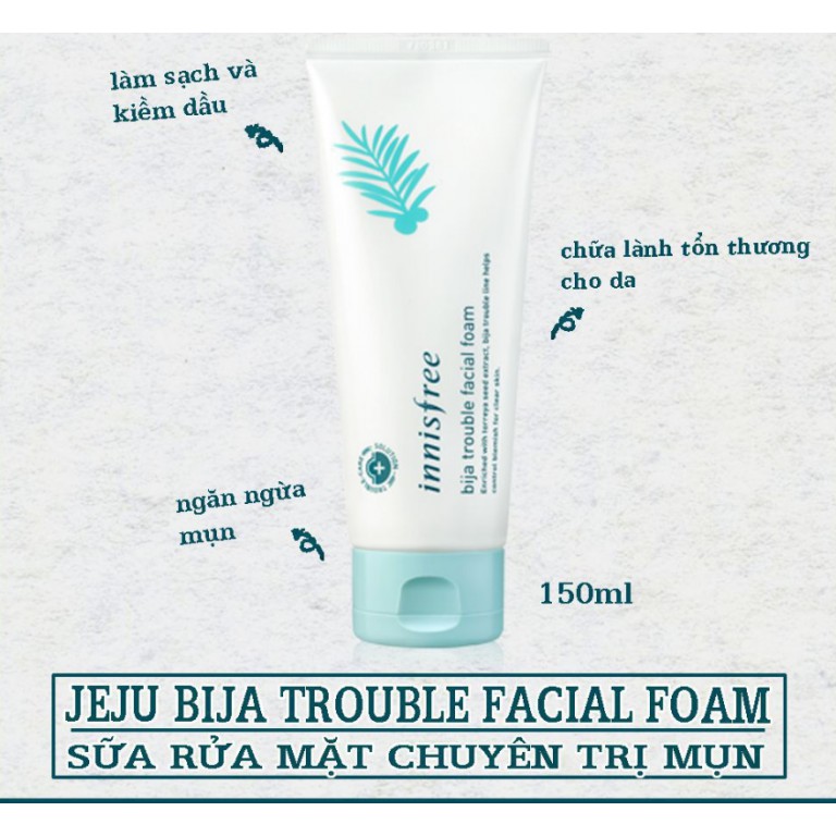 [Hàng nhập khẩu, CÓ TEM] Sữa rửa mặt innisfree Bija Trouble Facial Foam da dầu mụn 150ml - MnB Store