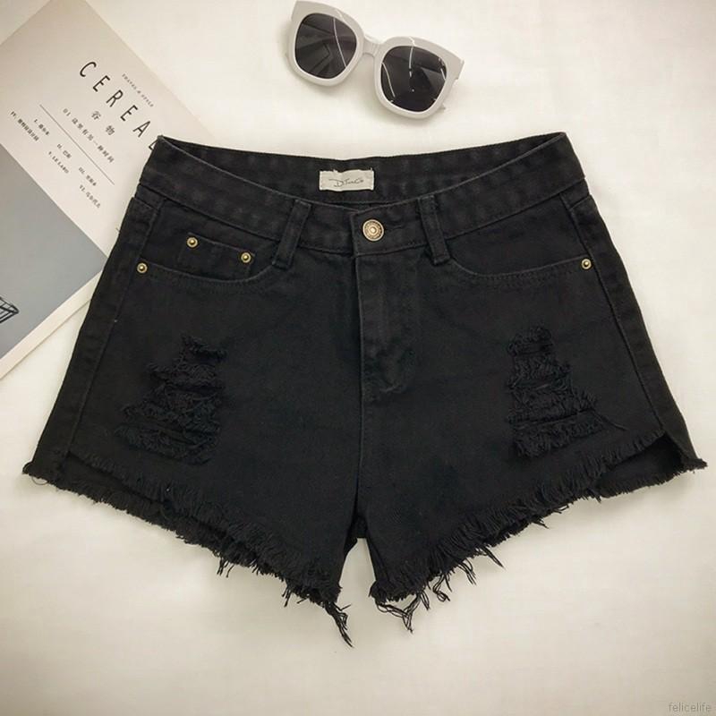 Quần đùi jeans phối rách thời trang cá tính cho nữ