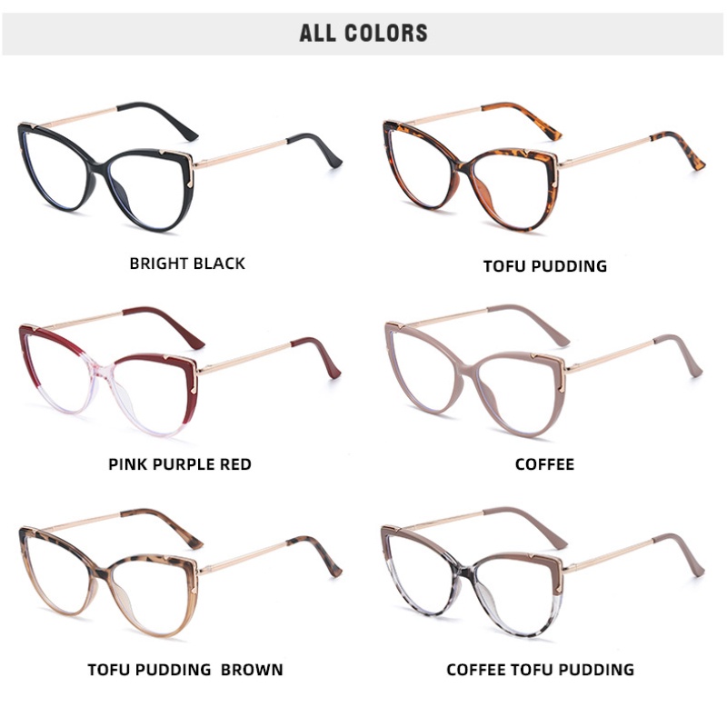 Kính Mát Gọng Mắt Mèo TR90 HD Chống Ánh Sáng Xanh Họa Tiết Da Báo Thời Trang Phương Tây Cho Nữ