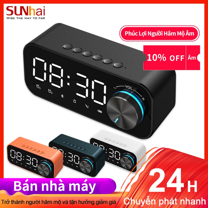 Loa Bluetooth B126 tích hợp đồng hồ báo thức mặt gương hỗ trợ thẻ TF