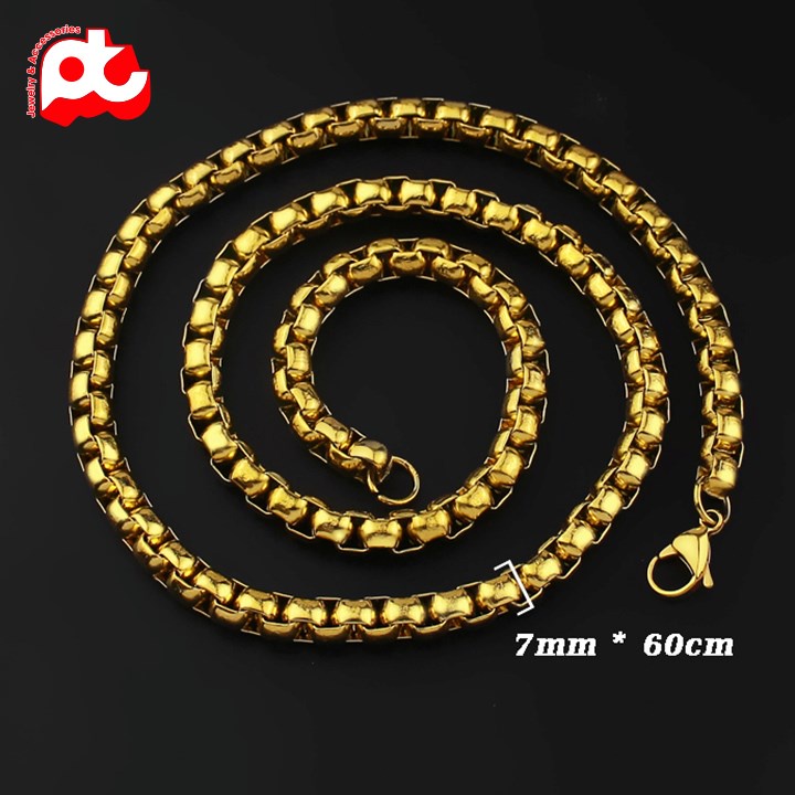 Dây chuyền nam cao cấp thời trang rẻ đẹp titan thép không gỉ kiểu bông dừa khít inox trangsucpt 7mm PTDCNA155