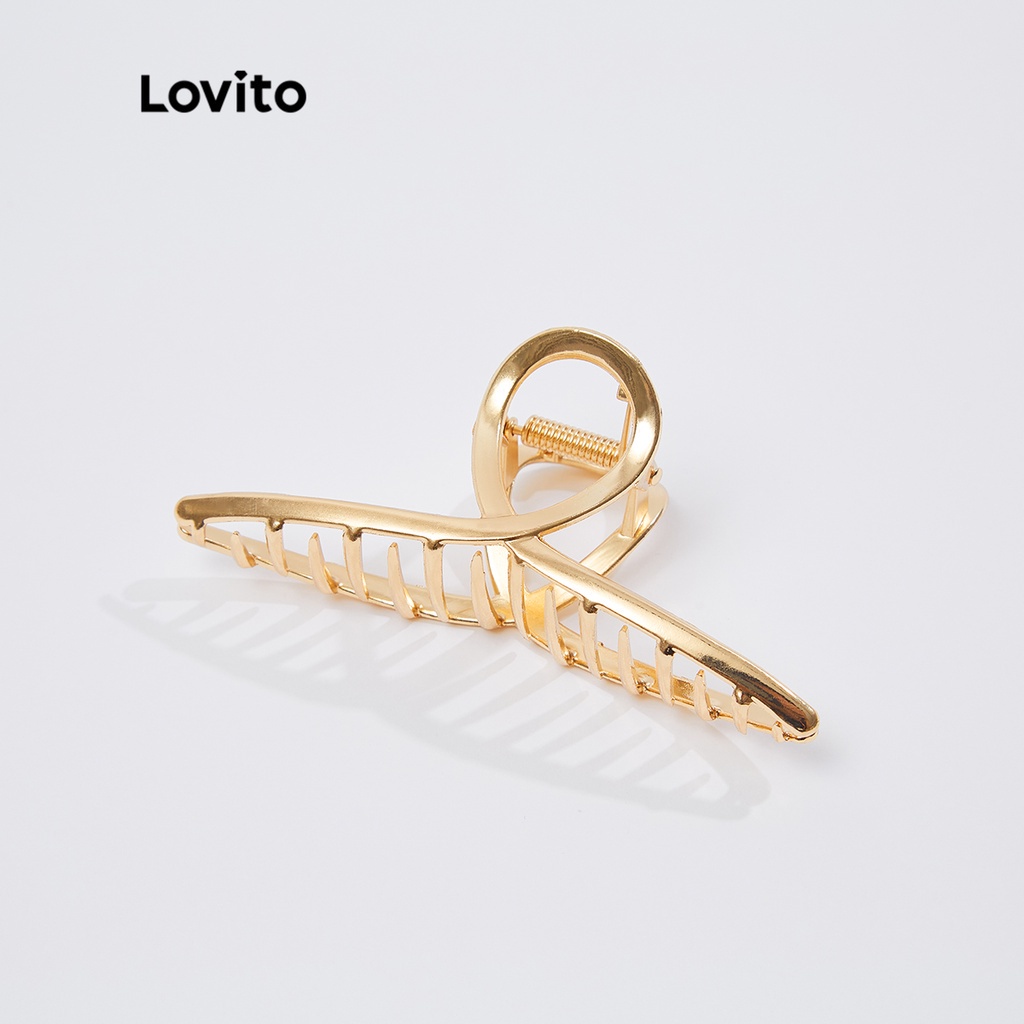 Kẹp tóc Lovito bằng kim loại màu trơn phong cách thường ngày L18X332 (Màu 1/ 2/ 3/ 4)