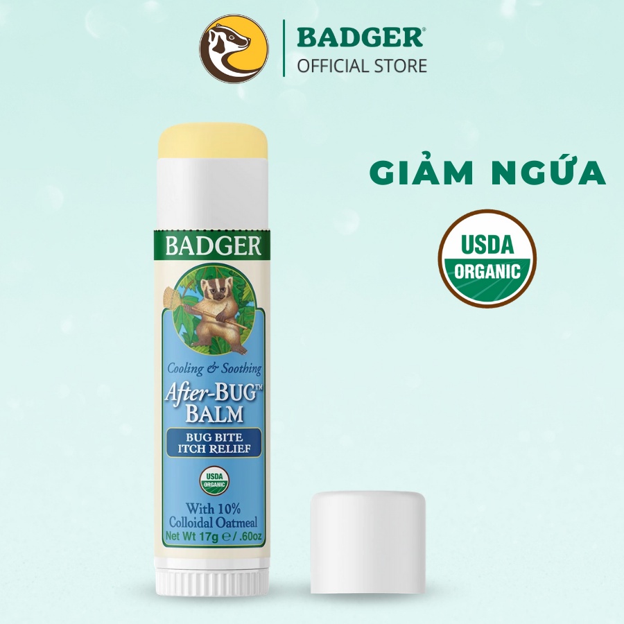Sáp Kem hữu cơ bôi giảm ngứa BADGER After Bug organic thoa muỗi cắn đốt, mẩn đỏ, dị ứng chống thâm an toàn cho bé - 17g