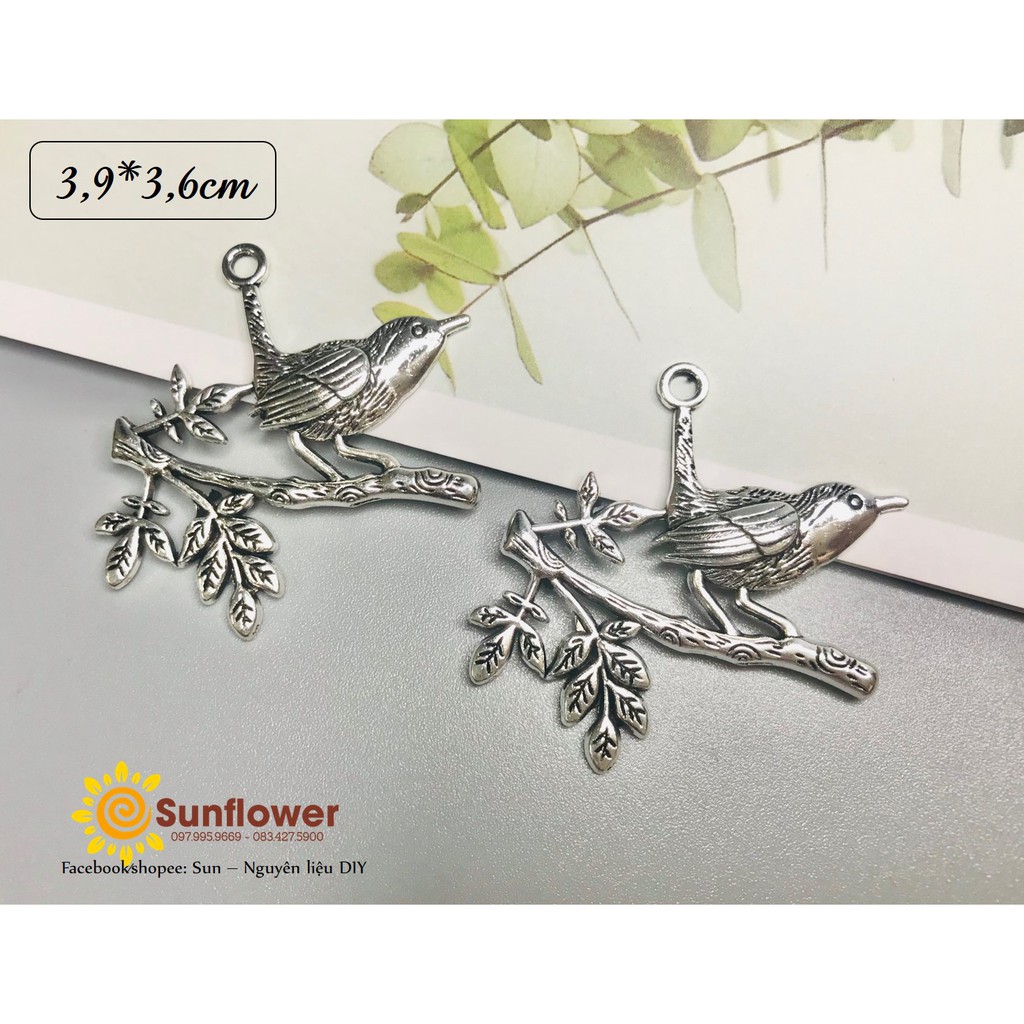 Cành lá mạ kim con chim size 4cm