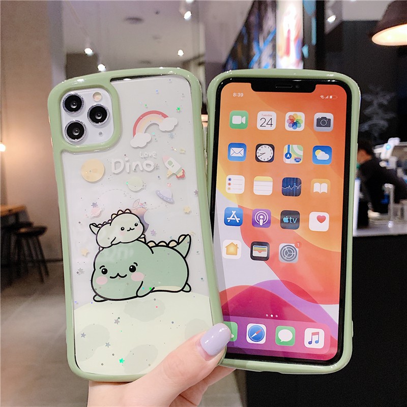 Ốp lưng iphone - Ốp iphone Kim tuyến Cong Dino-Khủng long 6/6s/6plus/6splus/ 7plus/ 8plus / x /xs /xs max /11 /11 promax