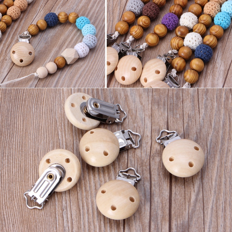 Set 5 kẹp gỗ giữ ti giả cho bé
