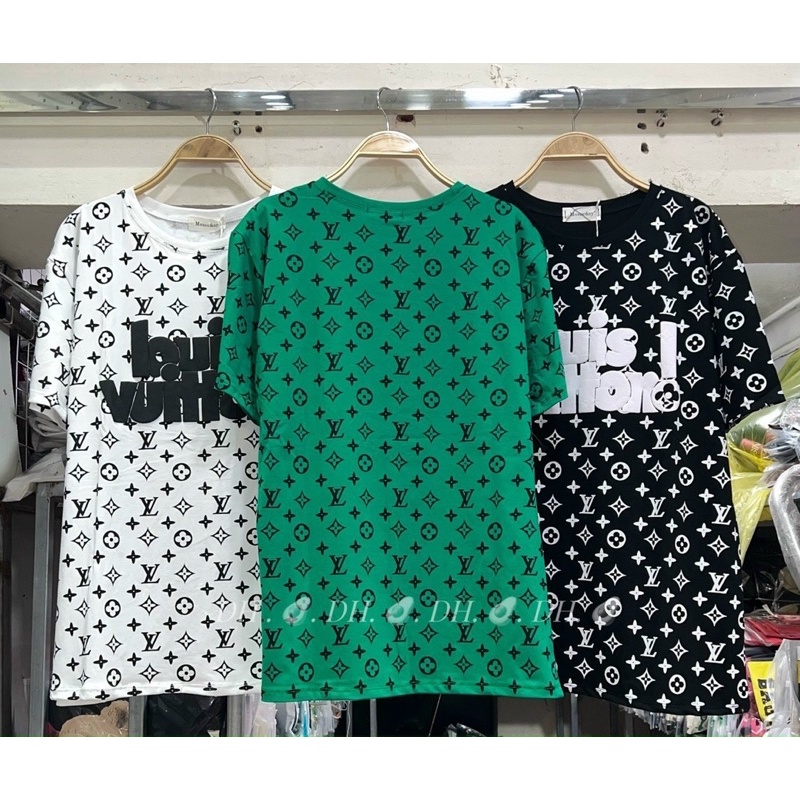 Áo phông thụng Chữ LV chữ dán nổi