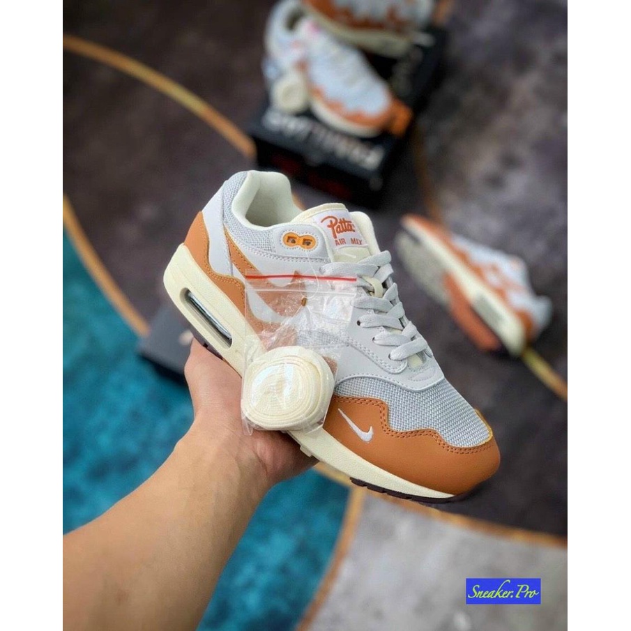 Fullbox Giày thể thao nam nữ Air Max 1 Patta Waves Monarch  màu trắng cam cực chất