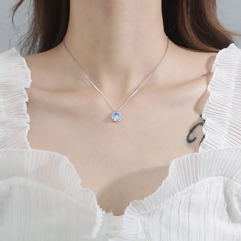 Thiết kế sang trọng Vòng cổ hình giọt nước màu xanh da trời cho nữ