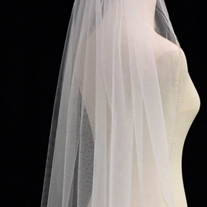 Mạng Che Mặt YOUYO 1 Tầng Với Răng Kim Loại Cắt Và Hạt Cườm Cho Cô Dâu Trong Ngày Cưới