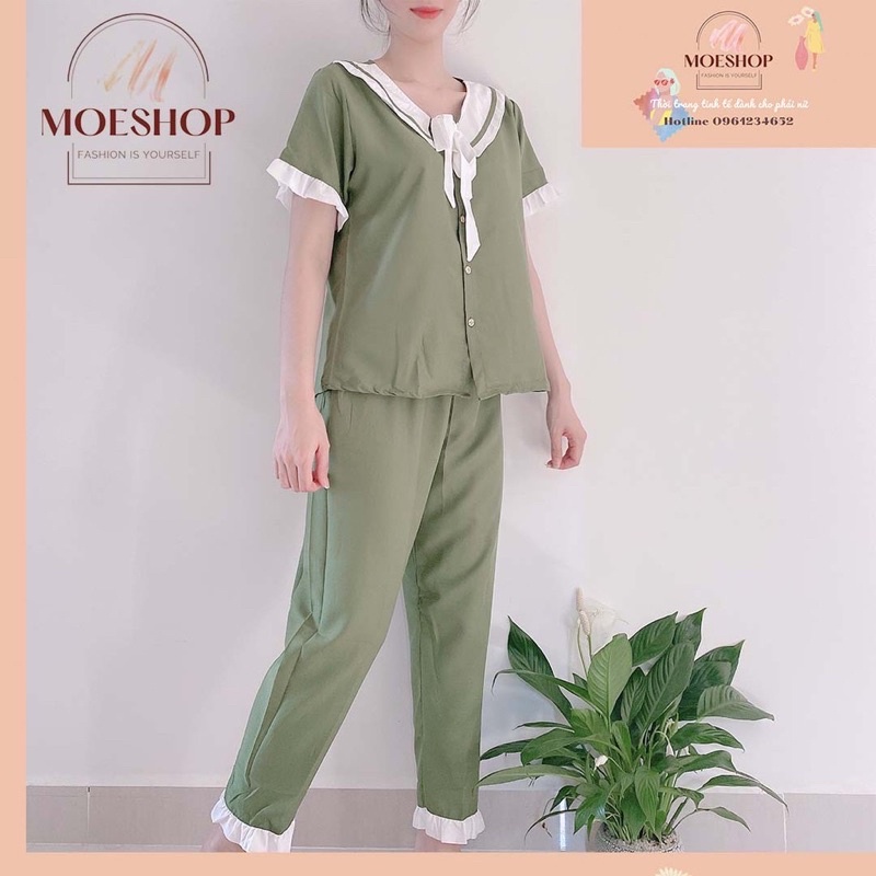 Bộ đồ ngủ nữ dễ thương mặc nhà - Đồ bộ nữ tay lỡ cotton kiểu đẹp