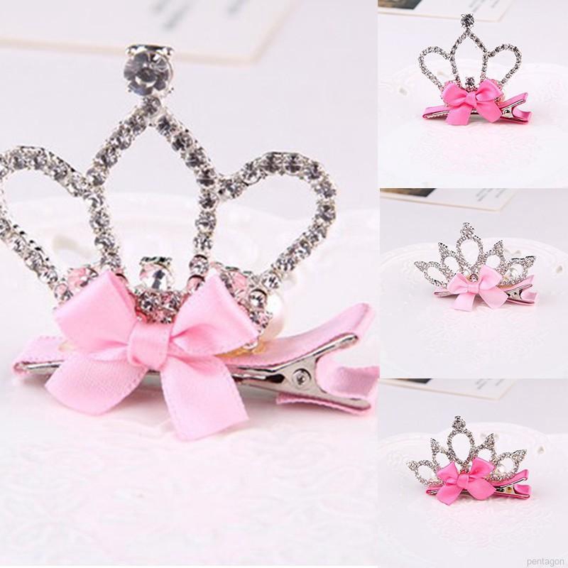 Kẹp tóc hình vương miện đính đá lấp lánh cho bé gái
