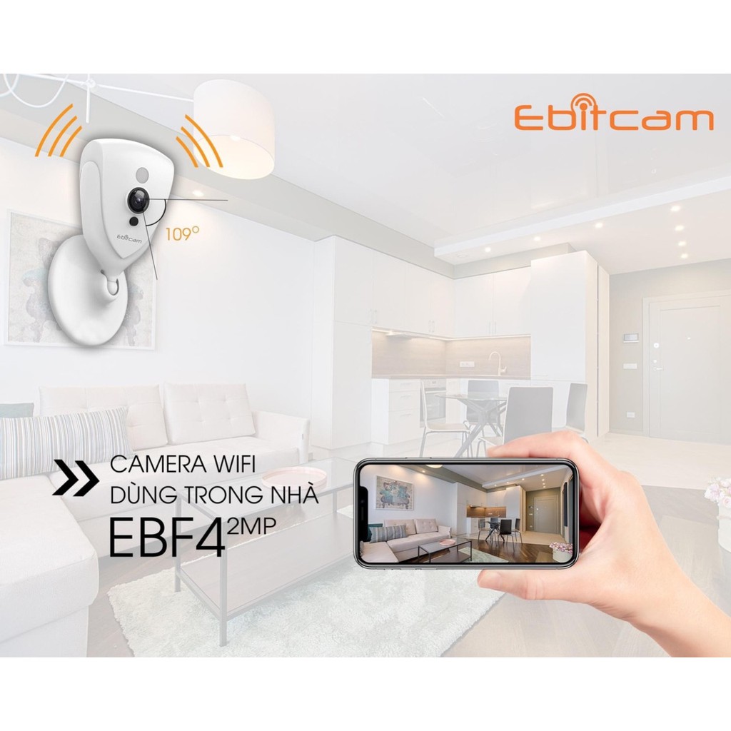 Camera IP Wifi Ebitcam EBF4 phân giải 2.0MP 1080P kiểu dáng gọn nhẹ - góc nhìn siêu rộng (Trắng)