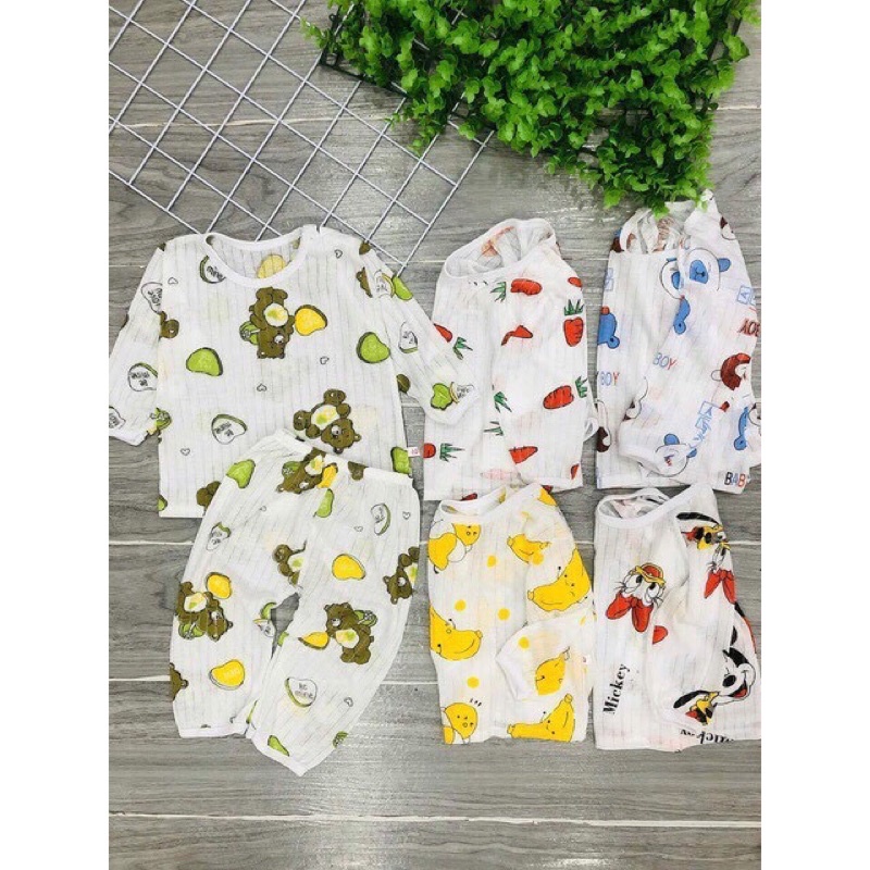 Bộ cotton giấy dài tay cho bé đến 2 tuổi