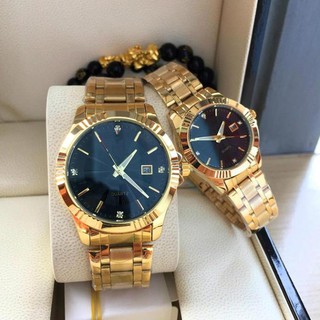 Đồng hồ cặp quartz dây thép đúc cao cấp