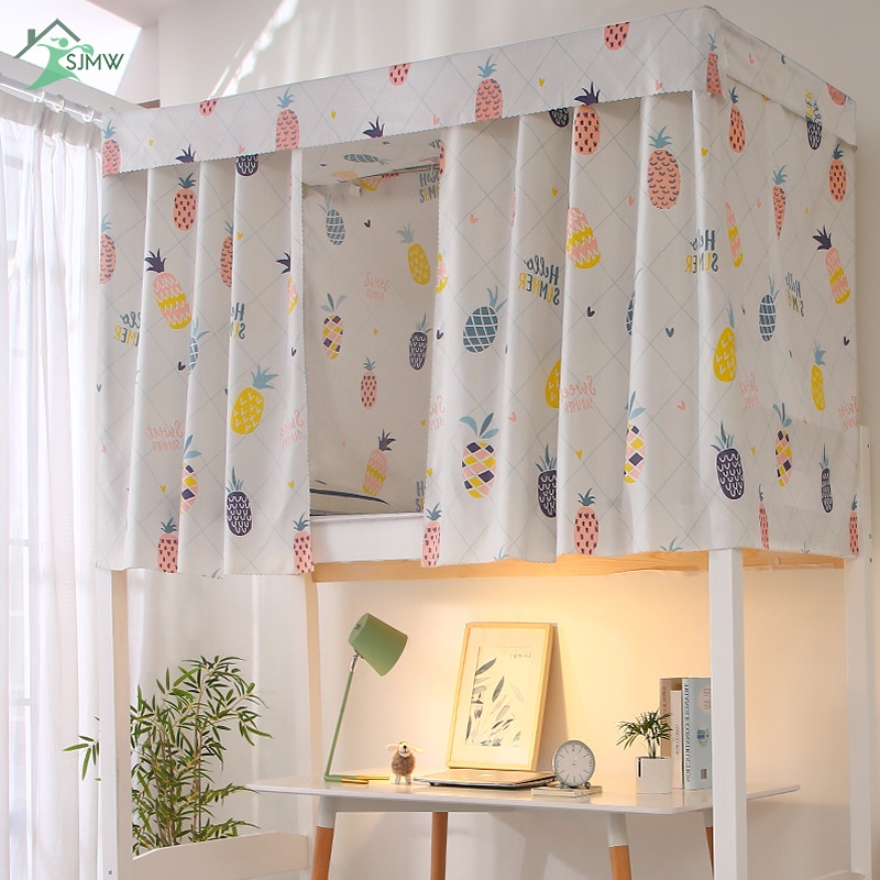 Rèm Vải Che Giường Ngủ Kí Túc Xá 4/4.5 inch Kèm Dây Buộc In Họa Tiết Dễ Thương