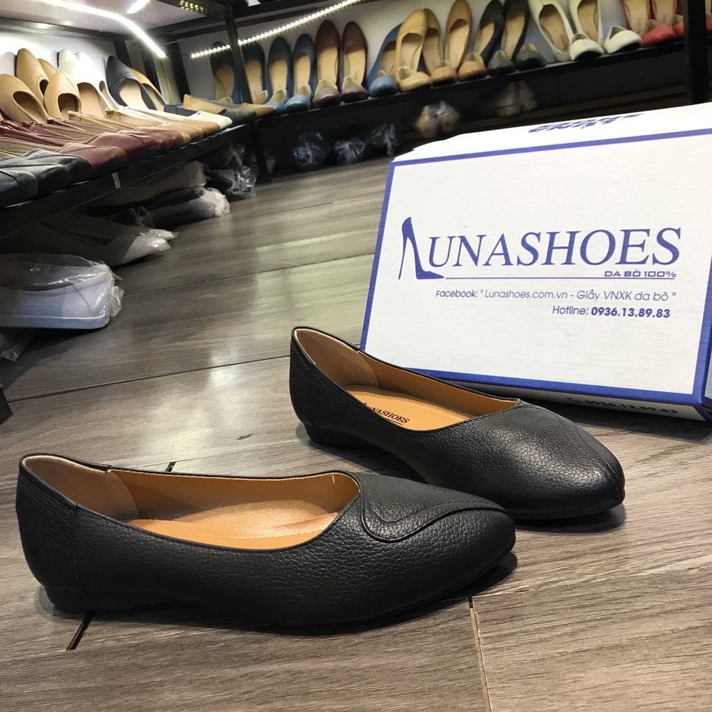 Giày bệt nữ mũi nhọn da bò LUNASHOES 1073 giầy cho mẹ cao cấp dễ đi kiểu Hàn quốc nhiều màu bảo hành 1 đổi 1