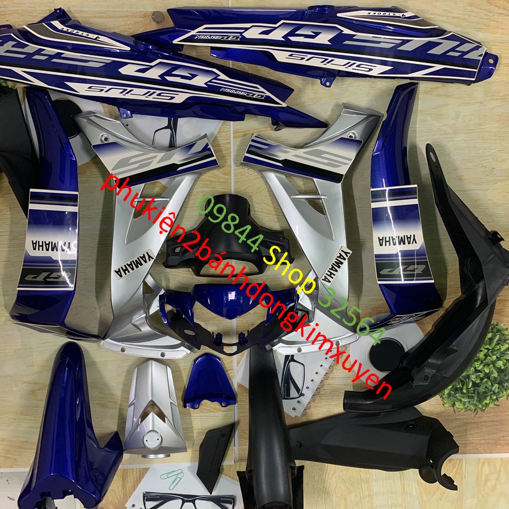 Bộ dàn áo xe SIRIUS màu XANH DƯƠNG-SIRIUS RC-sirius phanh cơ nhựa nguyên sinh cao cấp loại 1-tặng kèm tem như hình