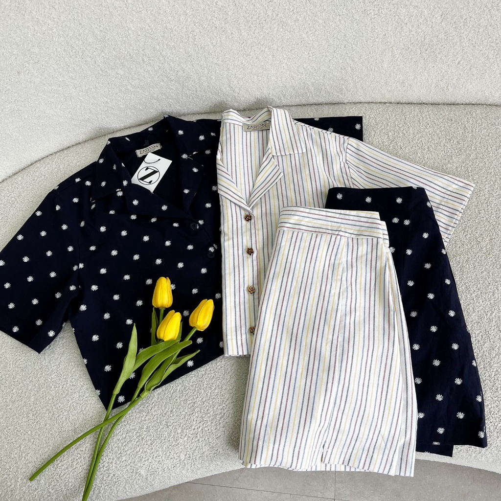 SET SƠ MI SỌC CROPTOP ZAREEN