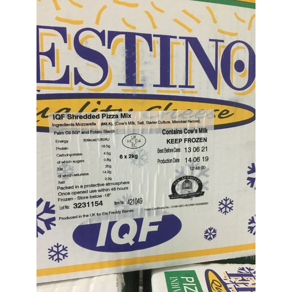 IQF Phô Mai bào Pizza Mix