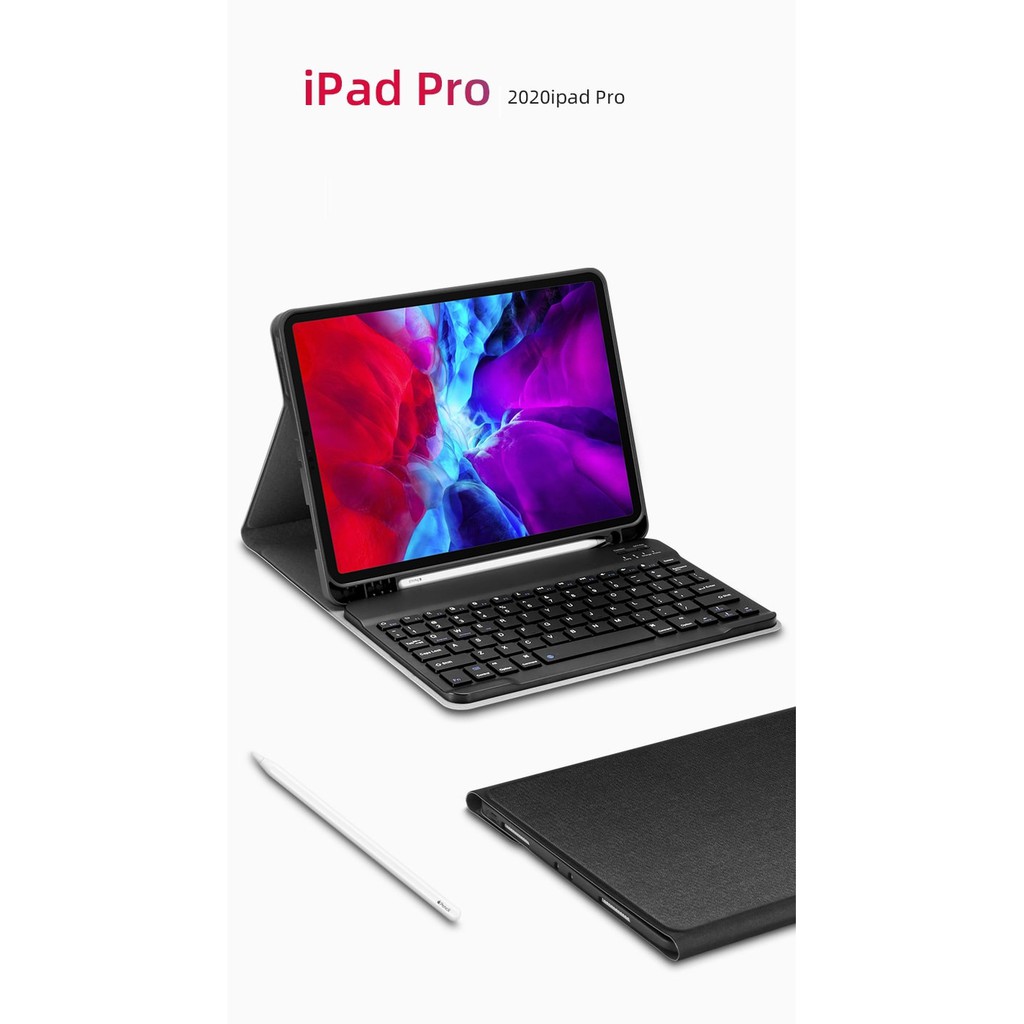 Bao da kèm bàn phím Bluetooth cho iPad Pro 11.0 inch 2018/2020/10.5/10.2/Gen 7/8/9.7/Air/Mini 1/2/3/4/5 có khay đựng bút