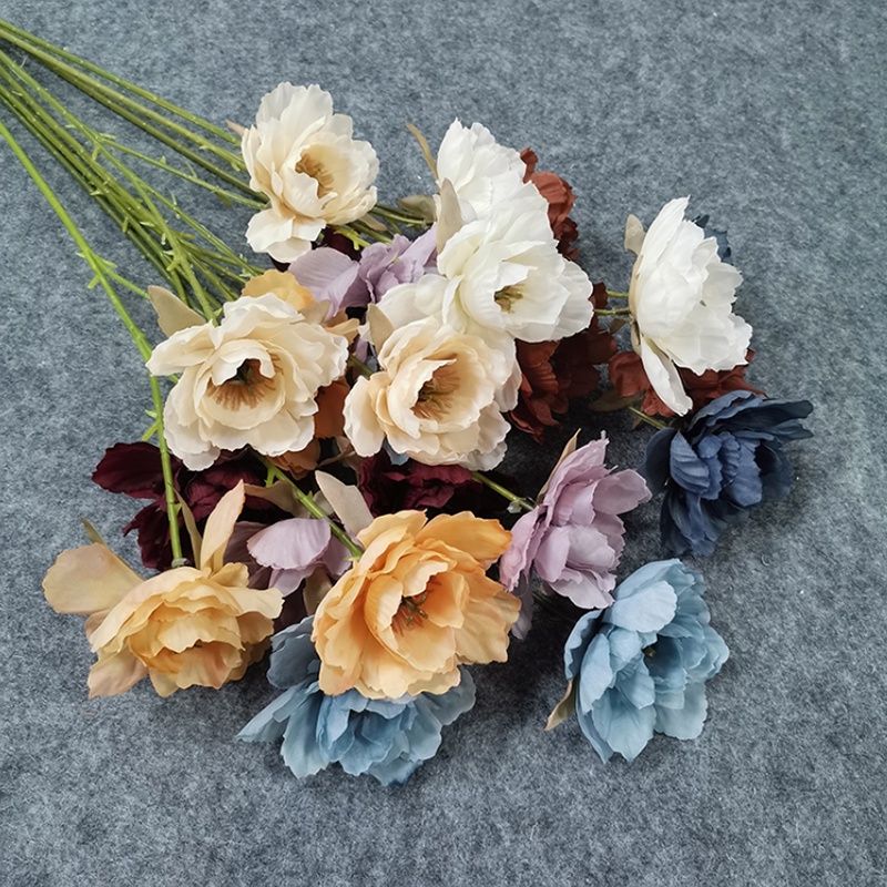 Hoa giả - Hoa hải quỳ giả 66cm cành 3 bông decor, trang trí nhà cửa văn phòng sang trọng