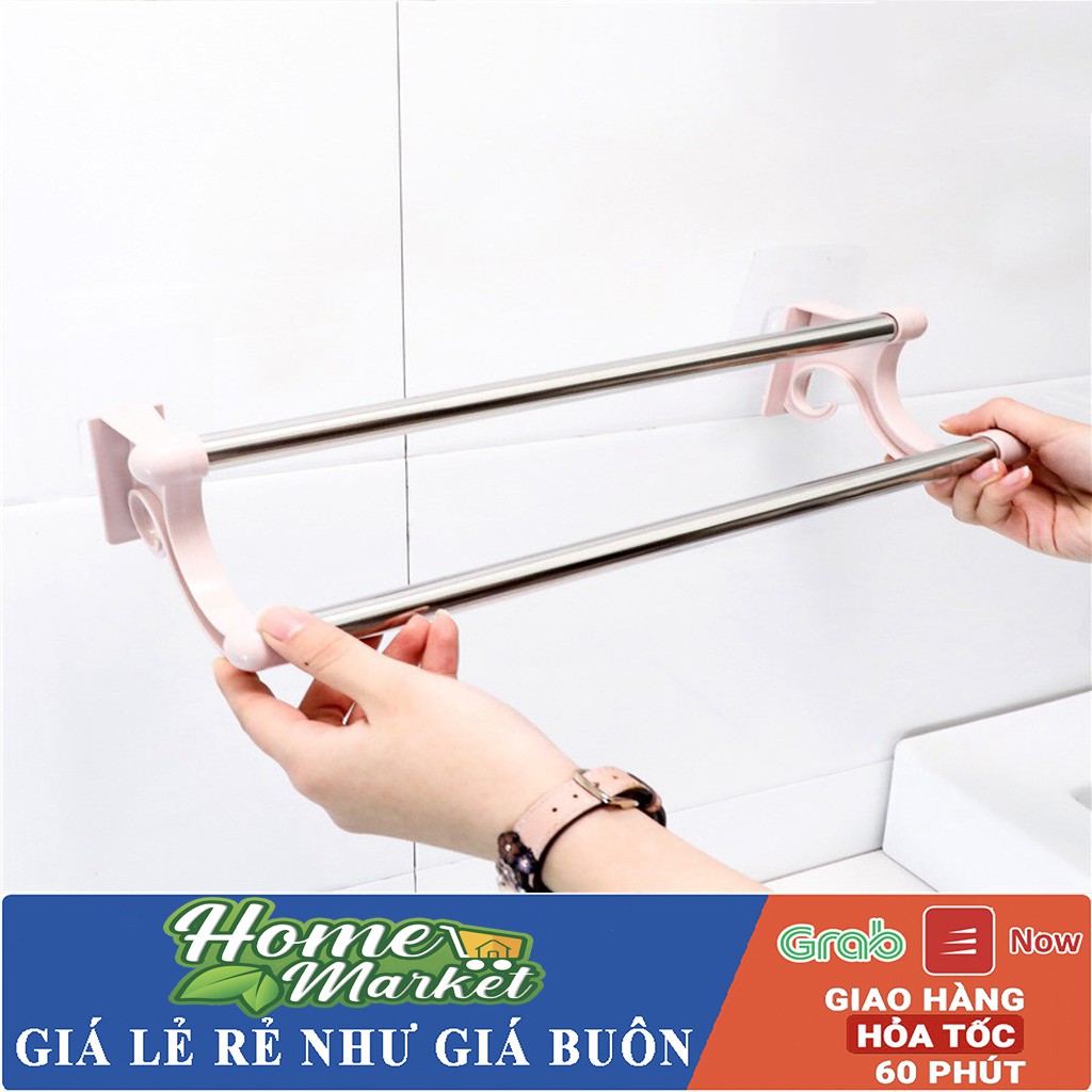 Giá treo khăn mặt 2 tầng dán tường inox