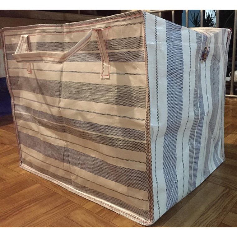 Túi bạt dứa kẻ mã lai dai, mịn đáy lớn 70x60x40 và 60x50x40 cm