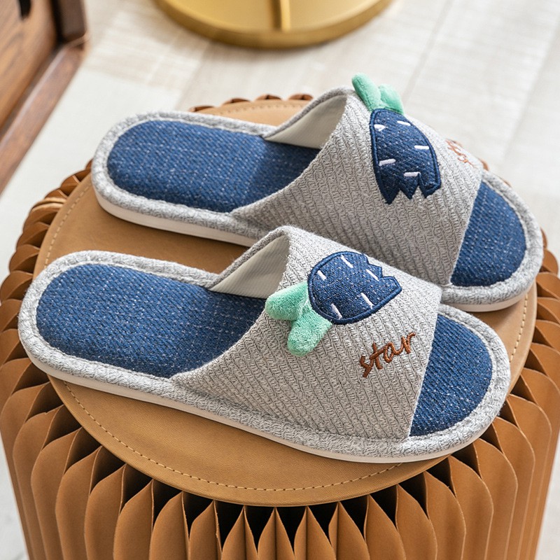 Dép Vải Bố Đay Hở Mũi Chân Đi Trong Nhà Hình Cà Rốt Dễ Thương - Mẫu 03