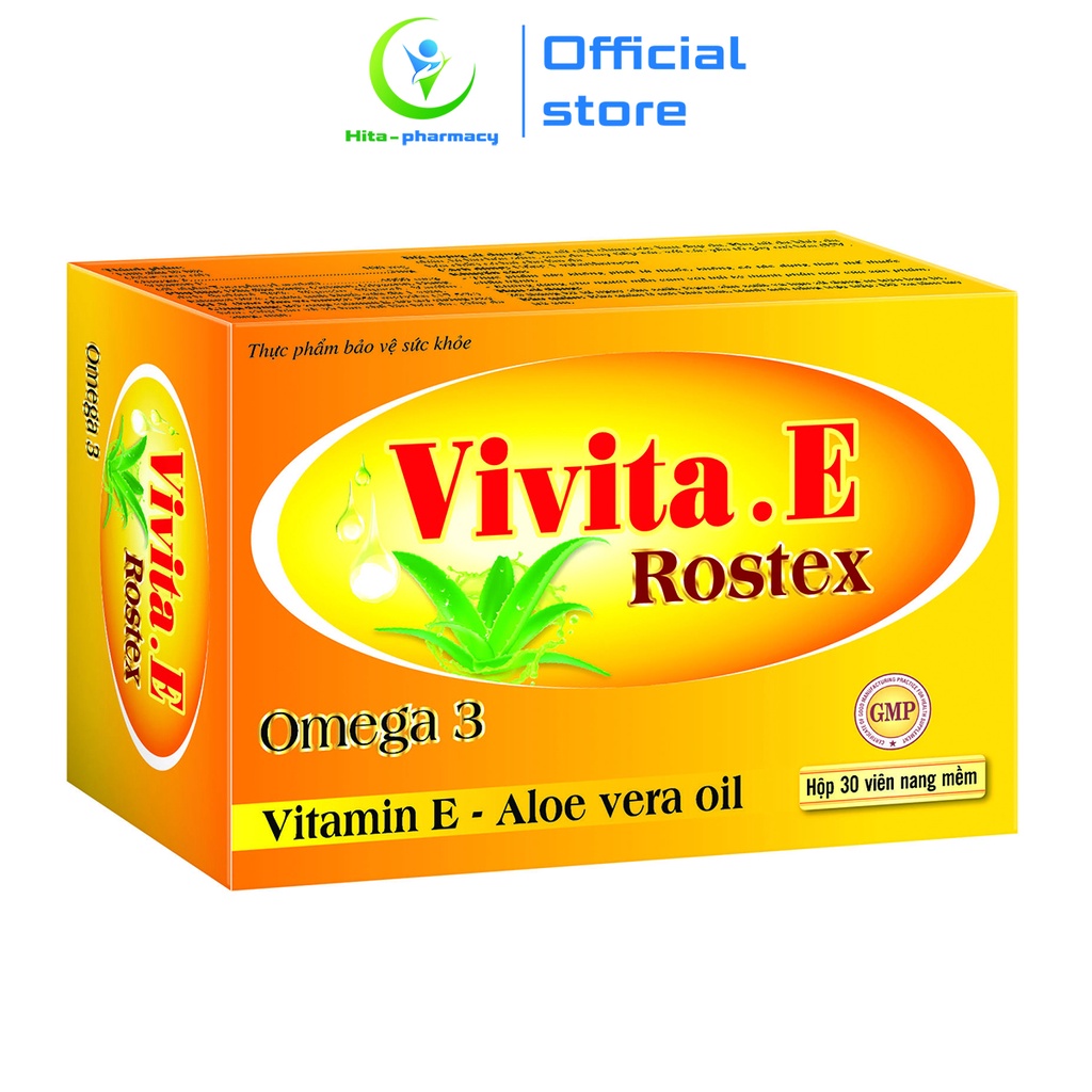 Viên uống đẹp da Vivita E HDPHARMA bổ sung Vitamin E, Omega 3 - 30 viên [Vivita. E Rostex Vàng]