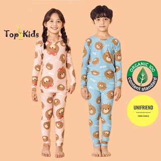 Bộ đồ quần áo dài tay cotton mùa thu đông cho bé trai và bé gái Unifriend Hàn Quốc-Topkid-mặt gấu thumbnail