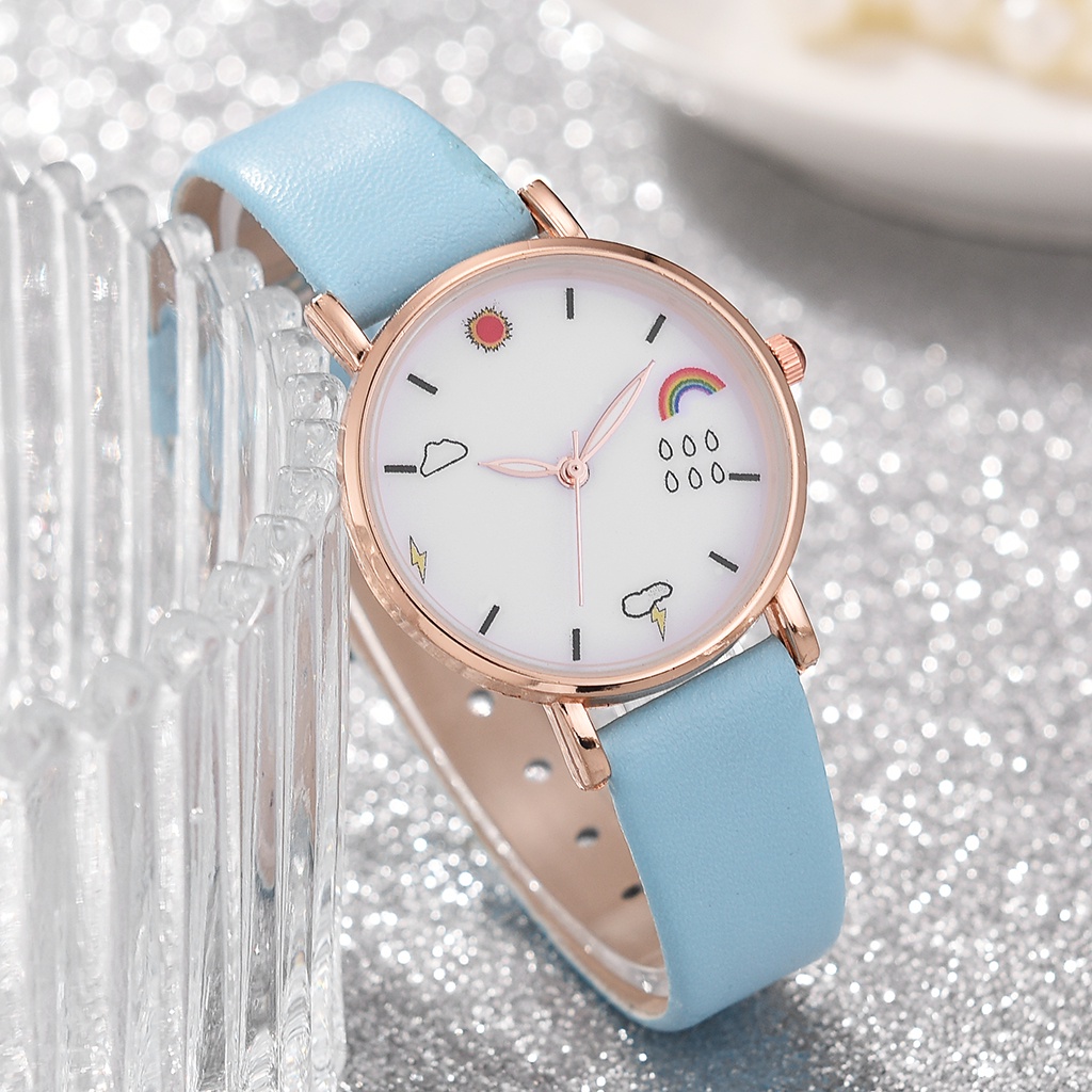 Đồng Hồ Quartz Chạy Kim Màu Hồng / Đen Kiểu Hàn Quốc