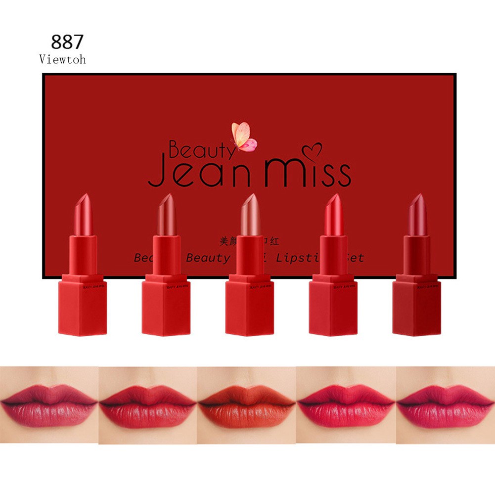 Son môi Bộ 5 son môi Jean Miss màu mịn mượt như nhung kháng nước bền màu không bết dính chất lượng cao