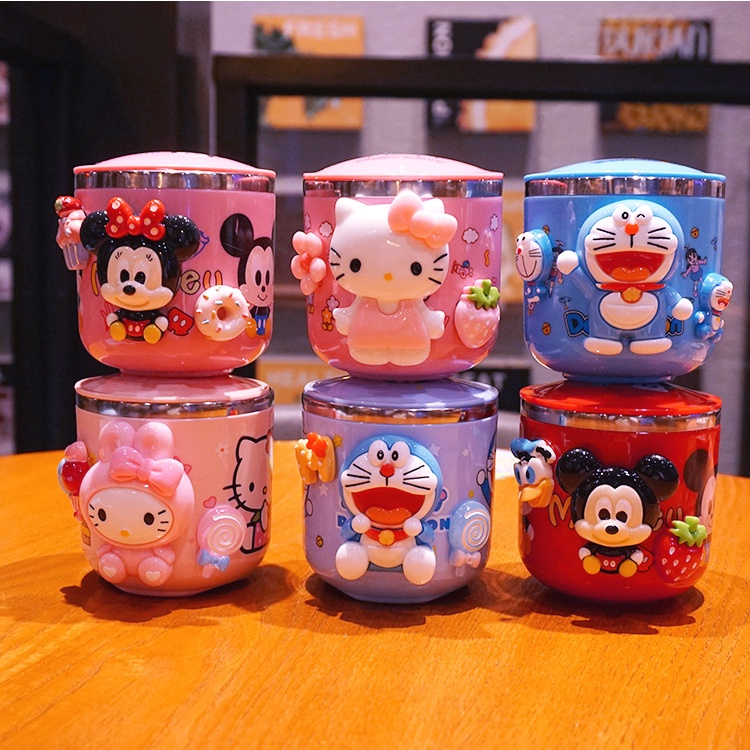 Ly uống nước Hello Kitty, Doraemon, Mickey Inox cho bé 270ml