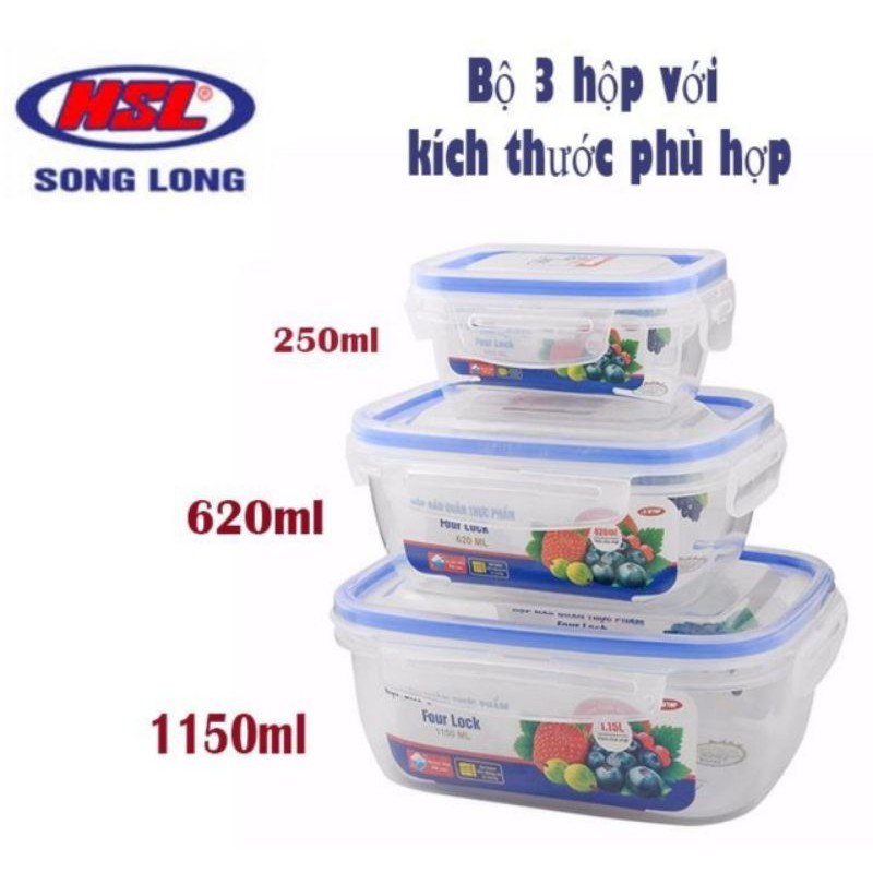 Combo 3 hộp trữ đông nhựa Song Long