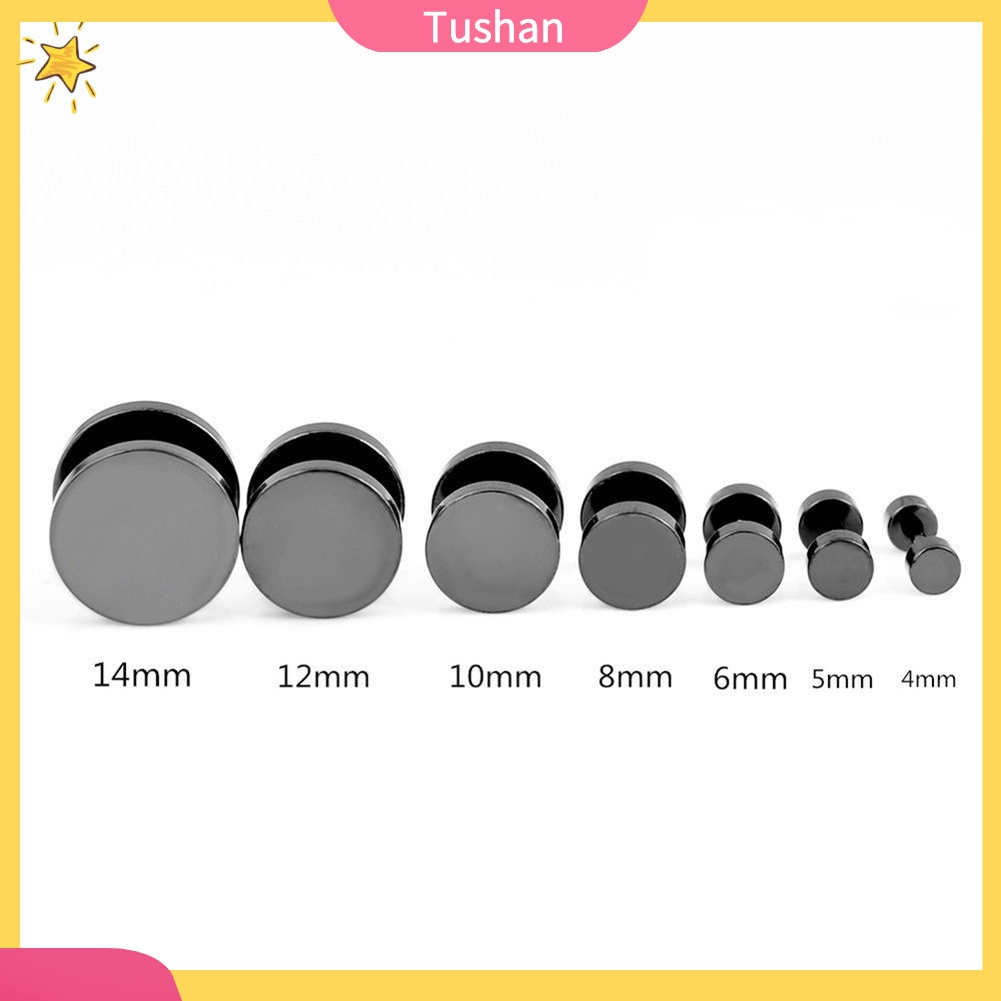 Khuyên Tai Nam Thép Không Gỉ Màu Đen 3mm - 14mm