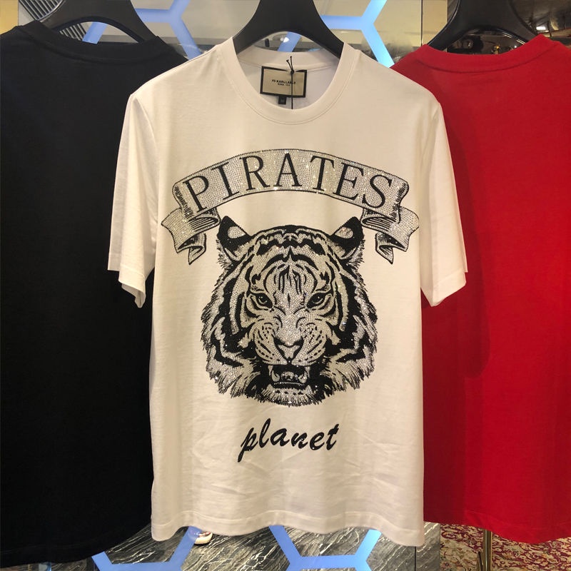 Áo Thun Nam Dáng Rộng In Hình Đầu Hổ Thời Trang Sang Trọng