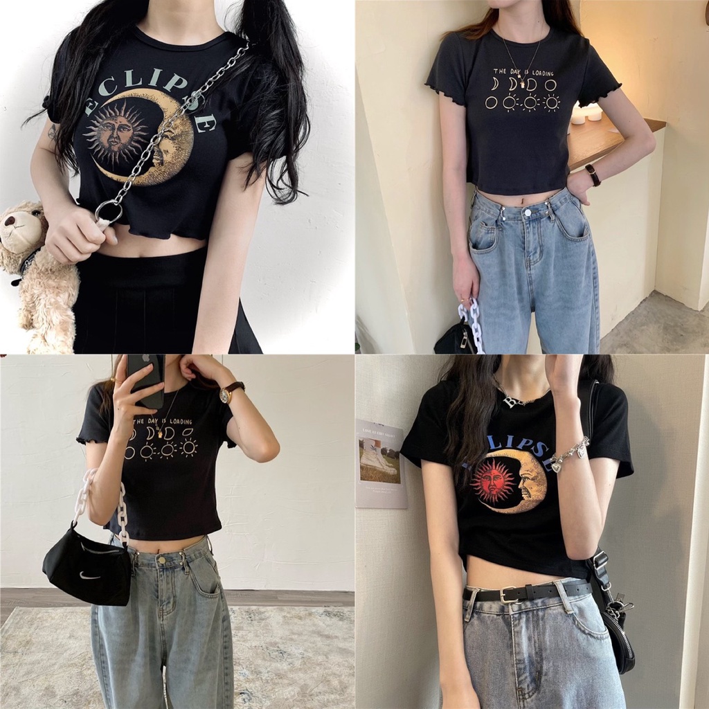 Áo croptop hình NHẬT MINH chất cotton co dãn 4 chiều, rua gấu cá tính phong cách, tôn dáng, body