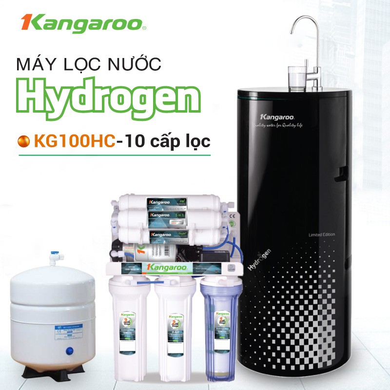 [CHÍNH HÃNG] Máy lọc nước RO KANGAROO KG100HC HYDROGEN 10 cấp lọc - Bao gồm tủ cường lực