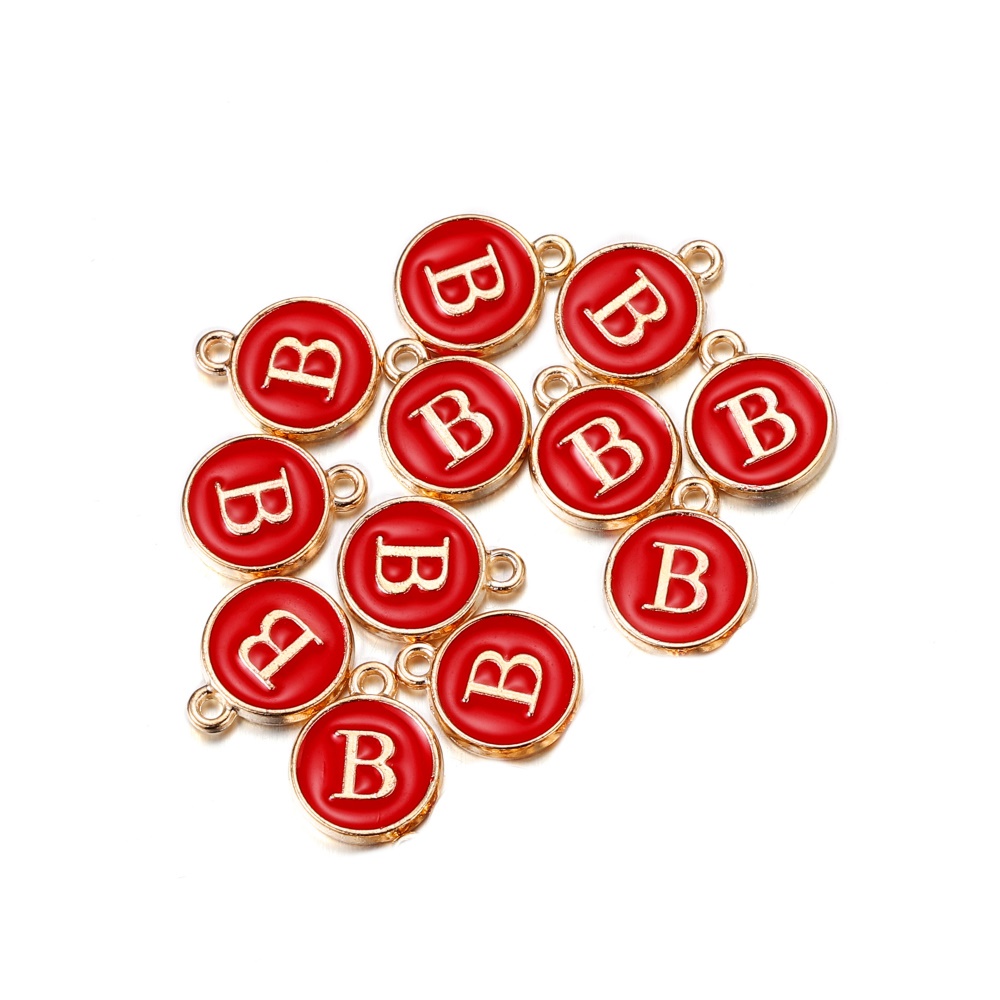 1 Mặt Dây Chuyền 12mm Hình Chữ Cái Màu Trắng