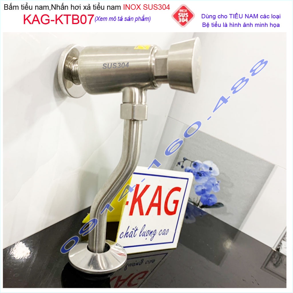 Bộ xả ấn tay KAG-KTB07 inox 304, xả nhấn hơi bệ tiểu nam xả nước mạnh dễ sử dụng thân to thiết kế đẹp
