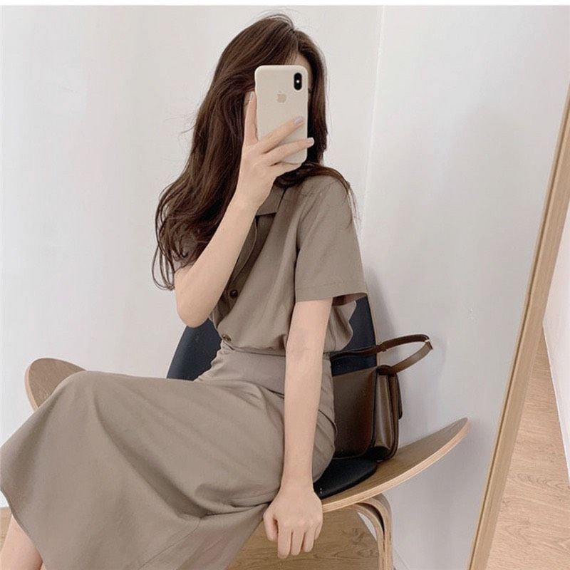 Cô nàng Vintage bộ váy đũi trơn MB 16 | BigBuy360 - bigbuy360.vn