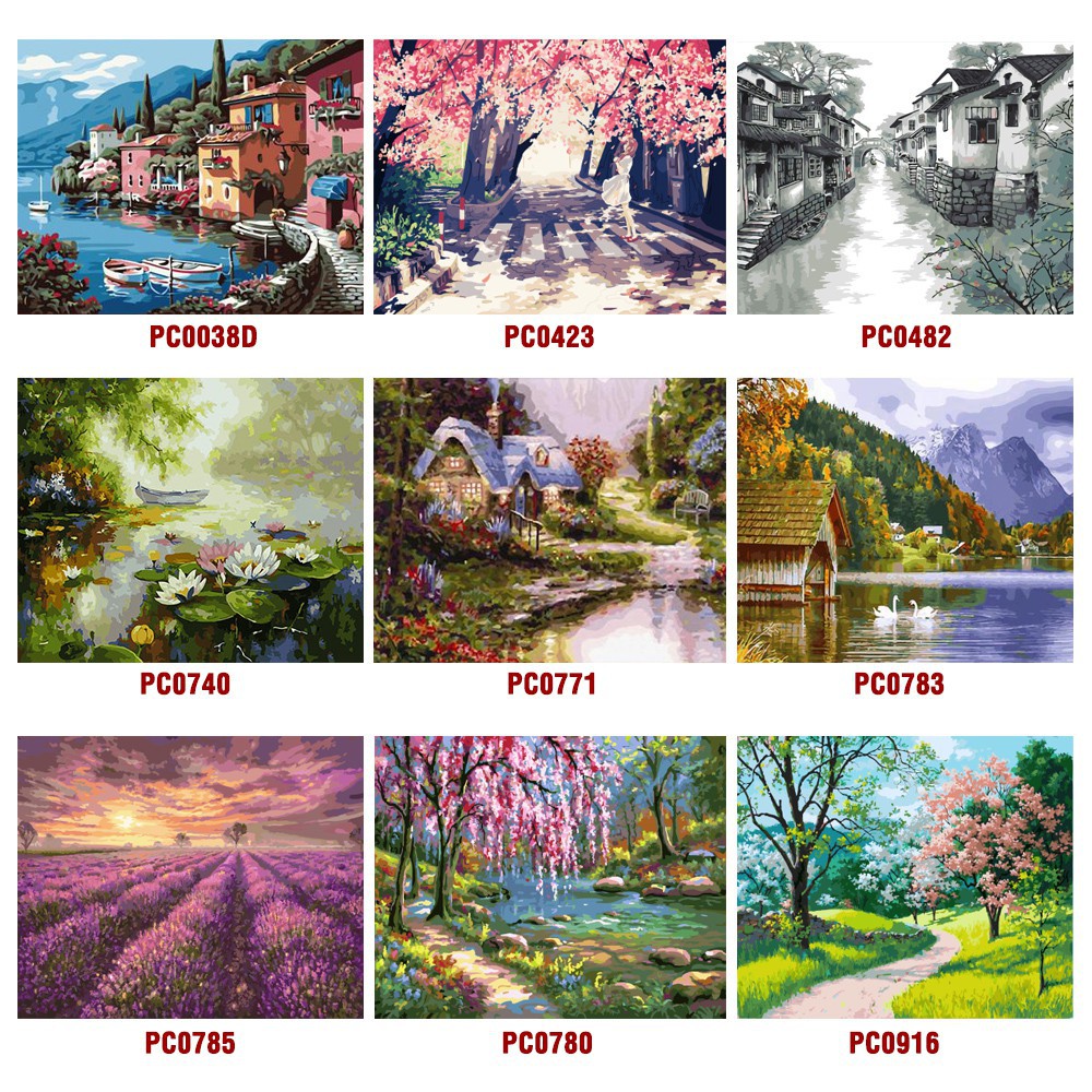 Tranh tự tô màu theo số sơn dầu số hoá - Tổng hợp các mẫu tranh phong cảnh đẹp được yêu thích nhất