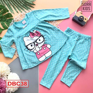 [Mã SKAMCLU8 giảm 10% cho đơn từ 100K] bộ tay dài bi in bé gái DBC38