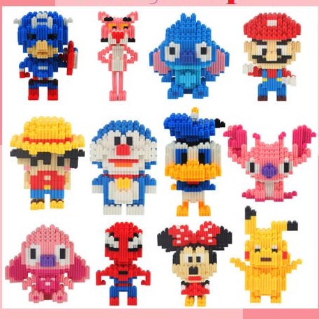 Lắp ráp bearbricks mô hình động vật hoạt hình doraemon disney quà tặng sinh nhật đáng yêu cho mọi lứa tuổi not lego BOM