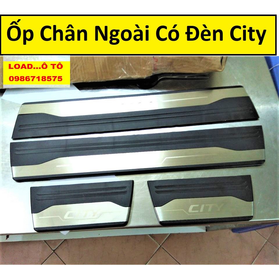 Bộ Ốp Chân Ngoài Có Đèn Xe Honda City 2018-2020 Cao Cấp, Sẵn Keo Dán 3M