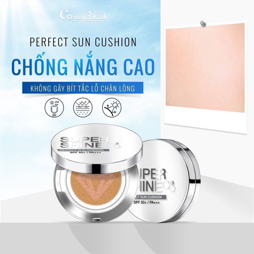 Phấn Nước COSMEHEAL Perfect Sun Cushion SPF50+/PA+++ Chống Nắng Bên Ngoài, Dưỡng Ẩm Bên Trong,  Mỏng Nhẹ Không Bít Tắc.